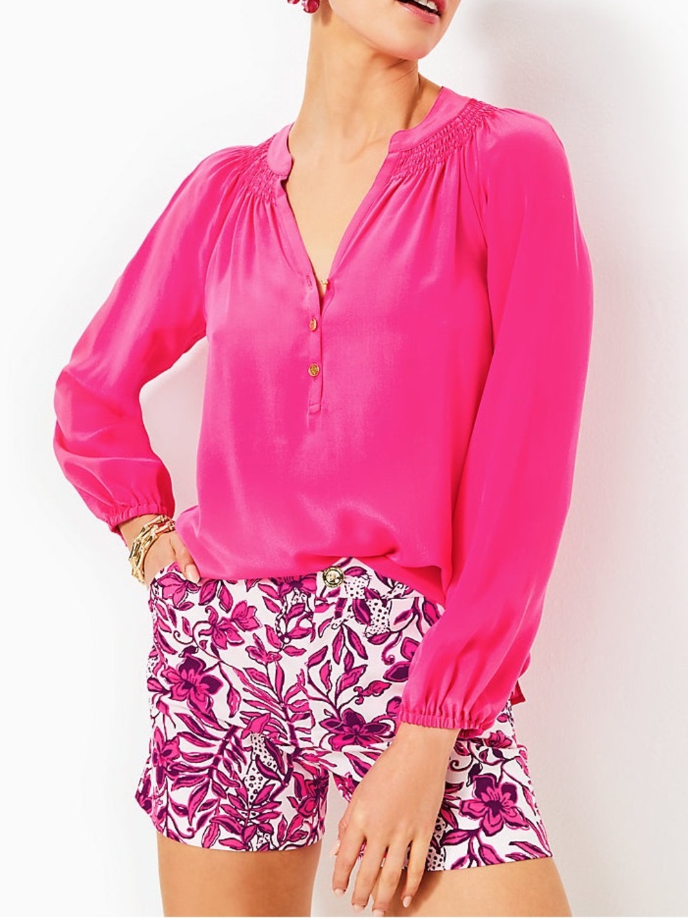 NEW LILLY PULITZER PINK AND WHITE FLORAL SHORTS